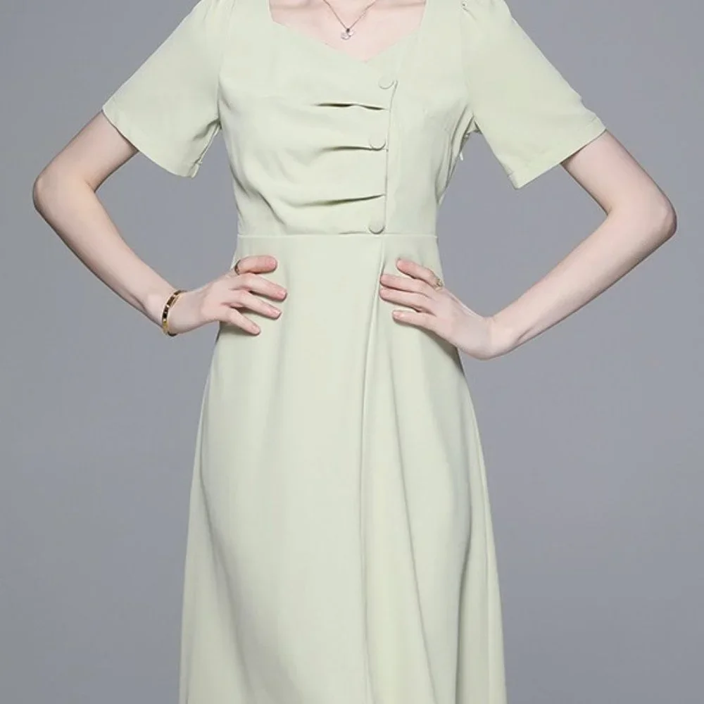 Simple and gentle style French waist short-sleeved dress - Picture 3 of 6